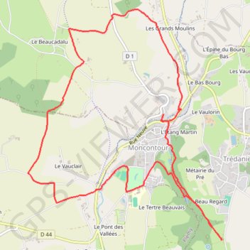 Itinéraire Moncontour, distance, dénivelé, altitude, carte, profil, trace GPS