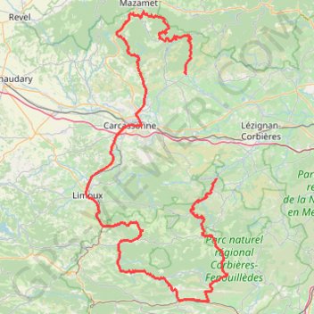Itinéraire Aude, distance, dénivelé, altitude, carte, profil, trace GPS