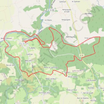 Itinéraire Loc Envel, distance, dénivelé, altitude, carte, profil, trace GPS