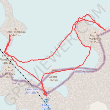 Itinéraire Pointe des Flambeaux, distance, dénivelé, altitude, carte, profil, trace GPS