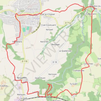 Itinéraire Circuit de Pont Hir - Saint-Thégonnec, distance, dénivelé, altitude, carte, profil, trace GPS