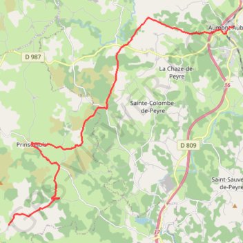 Itinéraire Tour de l'Aubrac - 01 - Aumont-Usanges, distance, dénivelé, altitude, carte, profil, trace GPS