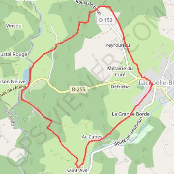 Itinéraire Lacapelle-Biron, le circuit Bernard Palissy - Pays de la vallée du Lot, distance, dénivelé, altitude, carte, profil, trace GPS