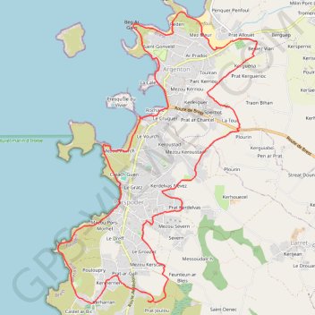 Itinéraire Sentier côtier d'Argenton à Porspoder, distance, dénivelé, altitude, carte, profil, trace GPS