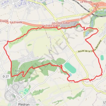 Itinéraire Circuit de l'Urne - Plédran, distance, dénivelé, altitude, carte, profil, trace GPS