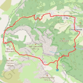 Itinéraire Tête Chevalière, distance, dénivelé, altitude, carte, profil, trace GPS
