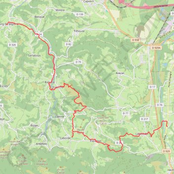 Itinéraire Chemin du Piemont de Lortet à Bourg de Bigorre, distance, dénivelé, altitude, carte, profil, trace GPS