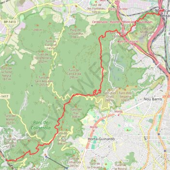 Itinéraire Vallvidrera-Montcada, distance, dénivelé, altitude, carte, profil, trace GPS