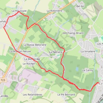 Itinéraire Les Coulées autour de Le Cellier, distance, dénivelé, altitude, carte, profil, trace GPS