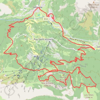 Itinéraire Pousterle - Tour des têtes - Plateau d'oreac - Narreyroux, distance, dénivelé, altitude, carte, profil, trace GPS