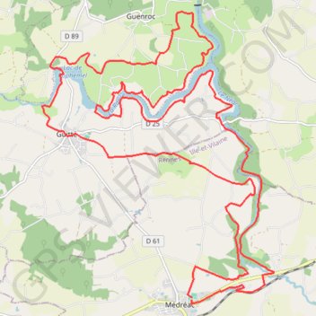 Itinéraire Medreac-Guitte, distance, dénivelé, altitude, carte, profil, trace GPS