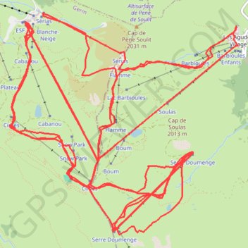 Itinéraire Journée de ski à Peyragude, distance, dénivelé, altitude, carte, profil, trace GPS