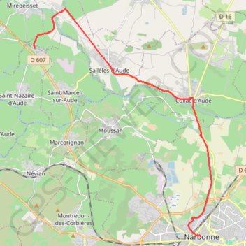 Itinéraire 🚴 Trace du canal de la Robine jusqu’à Narbonne, distance, dénivelé, altitude, carte, profil, trace GPS