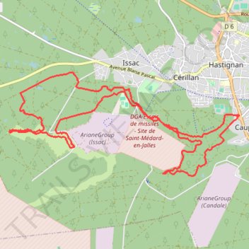 Itinéraire St Médard - Boucle nord - Variante longue - 1266 - UtagawaVTT.com, distance, dénivelé, altitude, carte, profil, trace GPS