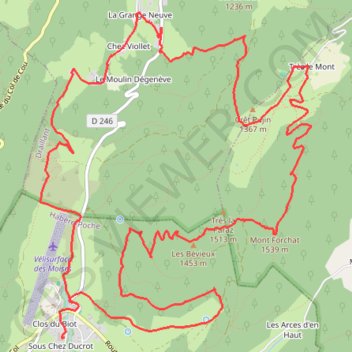 Itinéraire Mont Forchat, distance, dénivelé, altitude, carte, profil, trace GPS