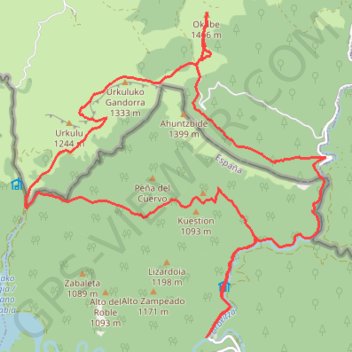 Itinéraire Okabe en irati, distance, dénivelé, altitude, carte, profil, trace GPS