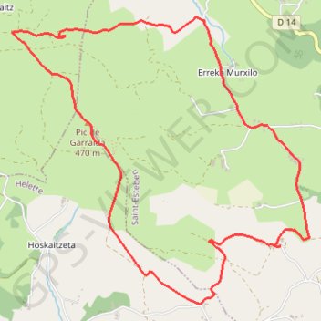 Itinéraire Garralda depuis Saint-Esteben, distance, dénivelé, altitude, carte, profil, trace GPS