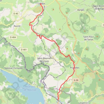Itinéraire Stevenson - Landos - Langogne, distance, dénivelé, altitude, carte, profil, trace GPS