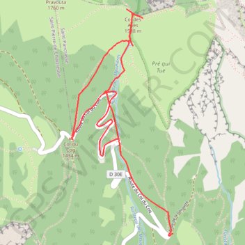 Itinéraire Sortie raquettes du Coq aux Ayes (Chartreuse), distance, dénivelé, altitude, carte, profil, trace GPS