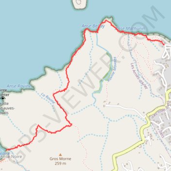 Itinéraire Anse à l'Âne - Anse Noire, distance, dénivelé, altitude, carte, profil, trace GPS