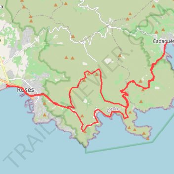 Itinéraire Roses-Cadaqués, distance, dénivelé, altitude, carte, profil, trace GPS
