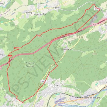 Itinéraire Fort de la Dame Blanche - Besançon, distance, dénivelé, altitude, carte, profil, trace GPS