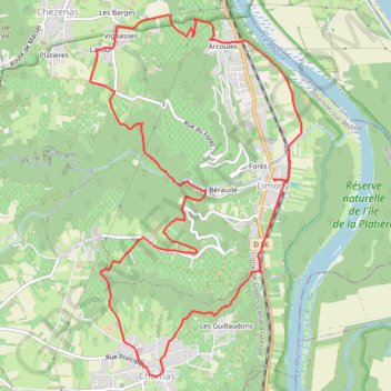 Itinéraire Contreforts de la vallée du Rhône, distance, dénivelé, altitude, carte, profil, trace GPS