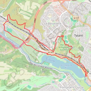 Itinéraire Dijon (Lac KIR) - Talant, distance, dénivelé, altitude, carte, profil, trace GPS