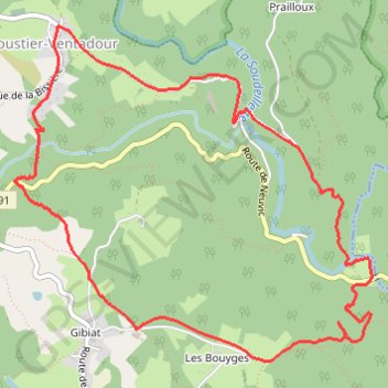 Itinéraire Découverte de Moustier Ventadour - Pays d'Égletons, distance, dénivelé, altitude, carte, profil, trace GPS