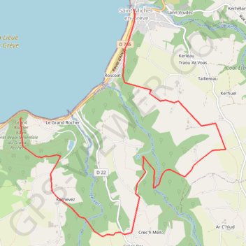 Itinéraire Randonnée intérieur des terres, distance, dénivelé, altitude, carte, profil, trace GPS