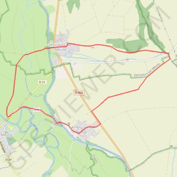 Itinéraire La grande pâture - Génicourt-sur-Meuse, distance, dénivelé, altitude, carte, profil, trace GPS