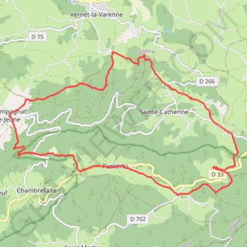 Itinéraire Les trois vallées - Champagnat-le-Jeune, distance, dénivelé, altitude, carte, profil, trace GPS