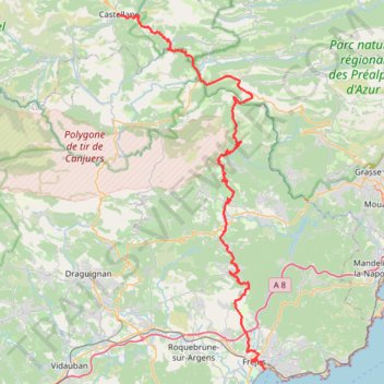 Itinéraire 1-Castellane - Frejus V2/V3, distance, dénivelé, altitude, carte, profil, trace GPS