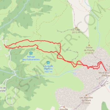 Itinéraire Ski au Mont Charvin, distance, dénivelé, altitude, carte, profil, trace GPS
