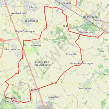 Itinéraire Argences Breteville/Laize, distance, dénivelé, altitude, carte, profil, trace GPS