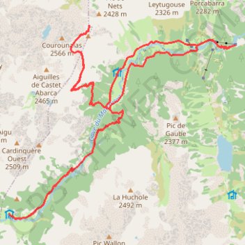 Itinéraire Pont d'Espagne - Refuge Wallon Marcadau - Col d'Haugade, distance, dénivelé, altitude, carte, profil, trace GPS