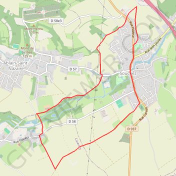 Itinéraire Souchez, les talus (8,23 Km), distance, dénivelé, altitude, carte, profil, trace GPS