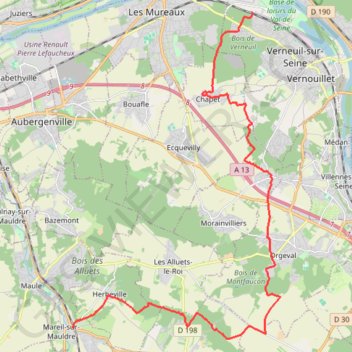 Itinéraire De Chapet à Mareil sur Mauldre, distance, dénivelé, altitude, carte, profil, trace GPS