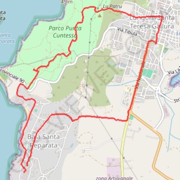 Itinéraire Hotel Cala Blu - Santa thérésa, distance, dénivelé, altitude, carte, profil, trace GPS