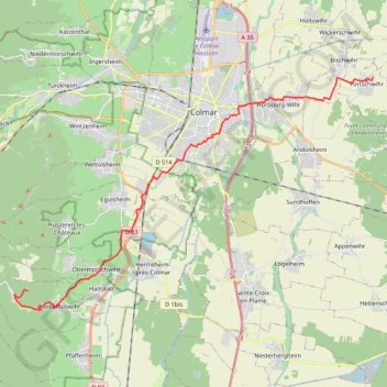 Itinéraire Fortschwihr - Guebrschwihr, distance, dénivelé, altitude, carte, profil, trace GPS