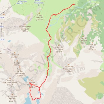 Itinéraire Les lacs d'Ardiden, distance, dénivelé, altitude, carte, profil, trace GPS