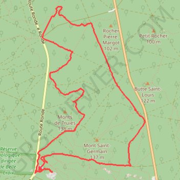 Itinéraire Fontainebleau Belle Croix, distance, dénivelé, altitude, carte, profil, trace GPS