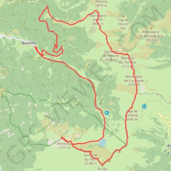 Itinéraire Tour Bareilles - Montious - Lion - Mont Né - Pin, distance, dénivelé, altitude, carte, profil, trace GPS