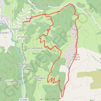 Itinéraire Roche Parstire - Boudin, distance, dénivelé, altitude, carte, profil, trace GPS