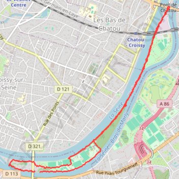 Itinéraire Marche nordique Ile de la Grenouillere, distance, dénivelé, altitude, carte, profil, trace GPS