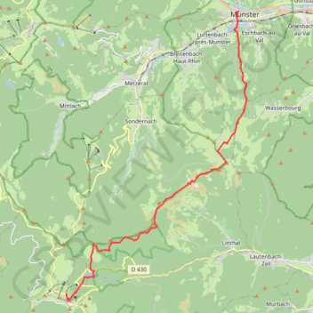 Itinéraire Munster_Le_Tulipier_Hôtel_Wolf_Markstein, distance, dénivelé, altitude, carte, profil, trace GPS