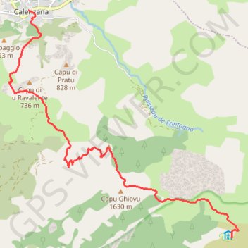Itinéraire GR20 Calenzana refuge l'Ortu di u Piobu, distance, dénivelé, altitude, carte, profil, trace GPS