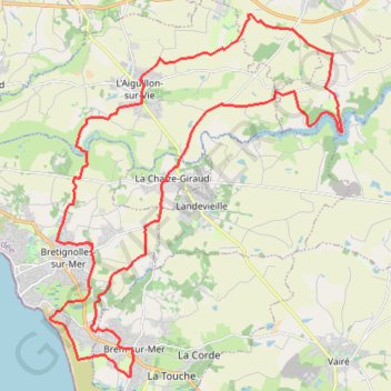 Itinéraire la-chaise-giraud-lac-jaunay-aiguillon-vie-39km, distance, dénivelé, altitude, carte, profil, trace GPS