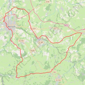 Itinéraire MARCILLAT-MONTAIGUT-MONTMARAULT-HYDS-COMMENTRY-8321615, distance, dénivelé, altitude, carte, profil, trace GPS