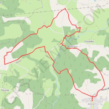 Itinéraire Aboën, distance, dénivelé, altitude, carte, profil, trace GPS